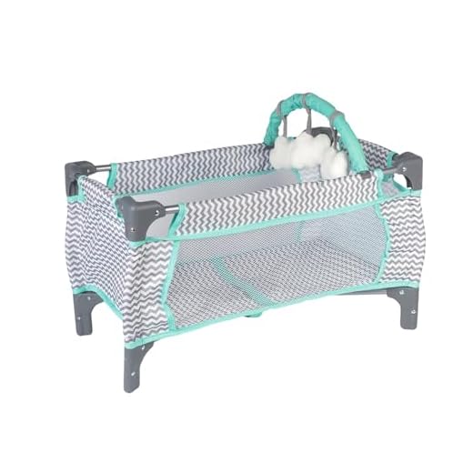 Adora Baby Doll Crib Zig Zag Deluxe Pack N Play, Fits Dolls up to 20 inches, Bed/Playpen/Crib, Changing Table, Mobile with 3 Clouds and Storage Bag