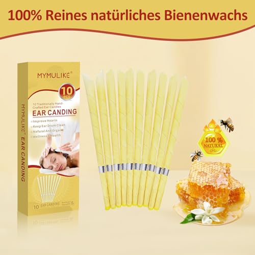 Ohrenkerzen, ohrenkerzen zur reinigung ohrenschmalz,ohrkerzen ear wax removal,ohrenschmalz entferner kerzen,ohrkerzen zur reinigung,bienenwachs 10 Stück mit 5 Schutzscheiben + 10 Wattestäbchen