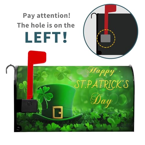 Image of Harooni Happy St. Patrick's Day Mailbox Covers Spring Mailbox Wraps Magnetic Standard Size 25x21 Inch Green Lucky Shamrock Post Letter Box Cover for Garden Yard Home St. Patrick's Decorations