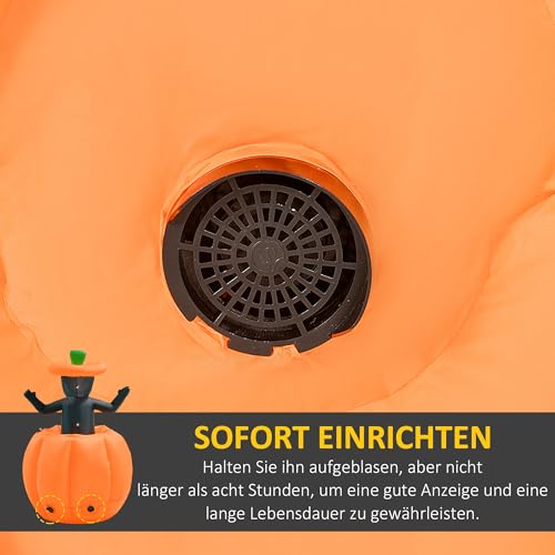 150 cm Aufblasbarer Halloween Kürbis mit Skelett – Gruselige Deko für drinnen & draußen mit LED-Lichtern und wetterfestem Design! – Bild 7