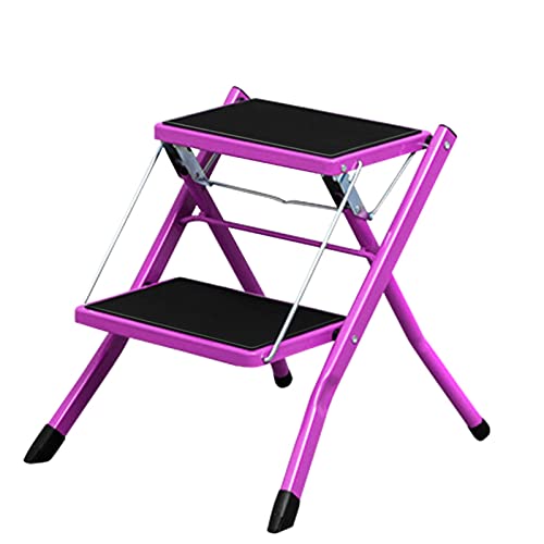 Brer Tabouret d'échelle Pliant Tabouret d'échelle de Cuisine Domestique épaissi Double Usage Portable Lavage de Voiture Se faufiler sur de Petits tabourets, différentes Couleurs (Color : Purple)