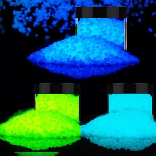 3 Box Glow in The Dark Crushed Glass Craft Glitter Fine for Resin Art, Small Broken Glass Pieces Irregular Metallic Crystal Chips Chunky Flakes for DIY Epoxy Jewelry Making Decoration(Total 150g)