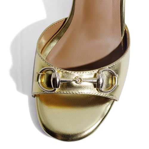 iadore Women Fashion High Block Heel Shoes Strappy with Buckle Fashion Studded Round Open Toe Summer Dress Sandals Size 5-12 US4