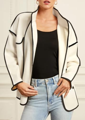 chouyatou Women's Winter Stand Collar Button Down Wool Coat Casual Loose Short Wool Jacket2