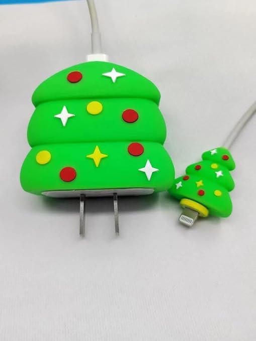 Image of Protective Charger Case for iPhone 18W 20W iPhone 16 15 14 13 12 11 Pro Max Charging Cable Charger Protective Cover Data Cable Protective Sleeve-Chrismas Tree