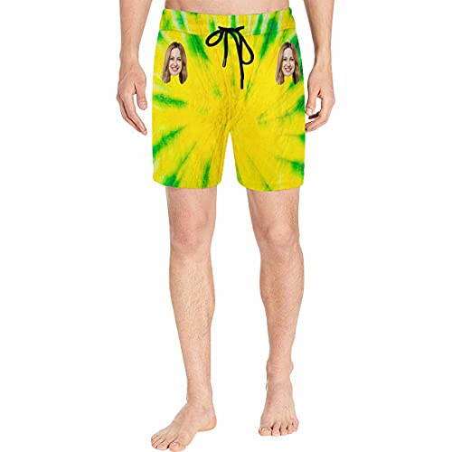 Custom Photo Men's Swim Shorts Trunks Nifty Lips Tie Dye Wife's Face Boardshorts Beach Board Shorts3