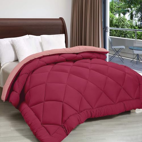 Image of Cloth Fusion 220 GSM Reversible All Season Comforter for Single Bed, Soft AC Quilt Blanket for Summer /Winter /Monsoon (60x90 Inch, Magenta & Light Pink)