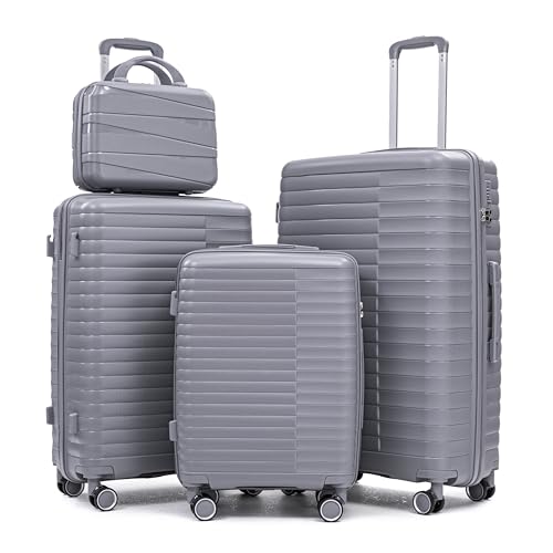 Image of Hardside 4 Luggage Set, Lightweight Wave Suit Case with Spinner Wheels
