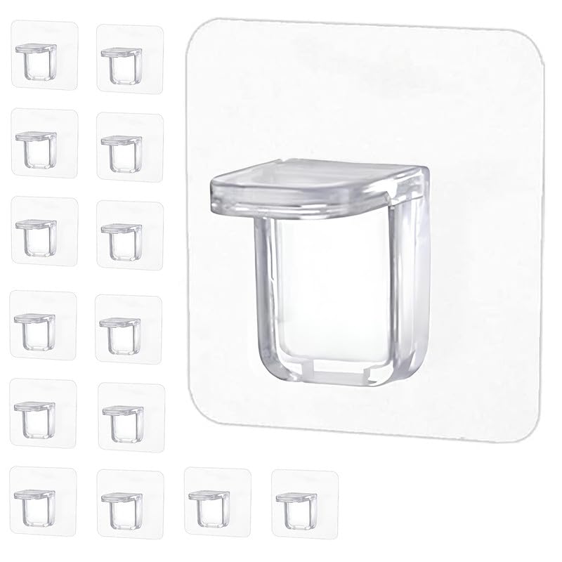Image of 15 Pieces Adhesive Partition Hook, No Drill Shelf Support Brackets Suitable for Kitchen Lockers, Wardrobes, Display Cabinets