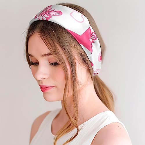 Percozzi Pink Ribbon Square Scarves 3PCS Breast Cancer Awareness Silky-Feeling Pink Cancer Ribbon Pattern Silk Lightweight Satin Hair Scarves for Women Men Handkerchief 27.5'' 6