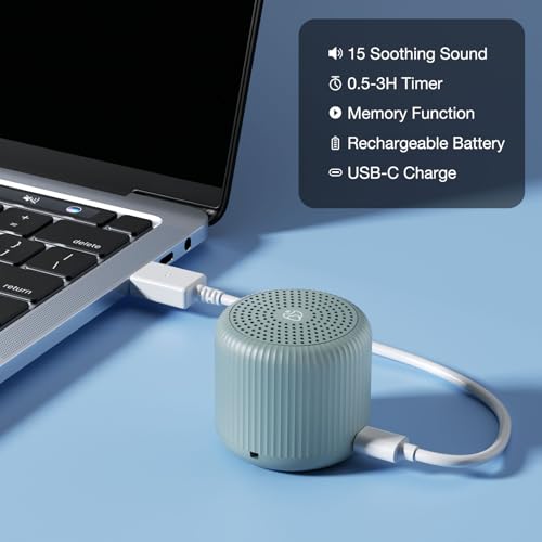 Image of White Noise Machine Baby Portable Sound Machine,LEICEX Travel Sound Machine,15 Non-Looping Sound Timer and Memory Play, Mini White Noise Machine for Sleeping Office Travel (Slate)