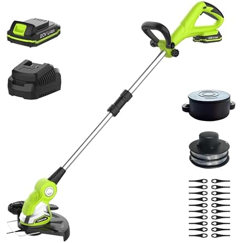 Leisch Life String Trimmer,10-inch Cordless Weed Wacker, 2.0Ah Battery Powered Weed Eater, 21V Lawn Edger with Grass Cutter Spool Line and 20Pcs Plastic Blades, Fast Charger Included-GT08 Cover