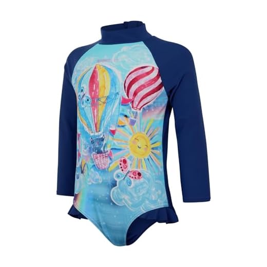 Speedo Long Sleeve Frill 1PC Bañador Niñas, Azul armonía/Hierbabuena/Azul celeste/Pink Splash/Amarillo radiante, 5 Años