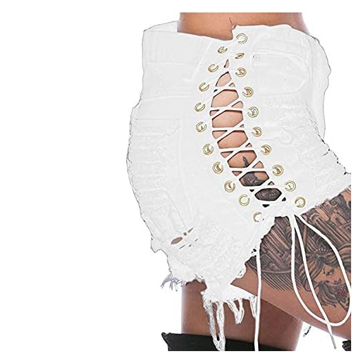 Dam Shorts Mode Sexiga remmar Snörning med stretch Hårbandage Byxor Fest Clubwear Enfärgad XXL