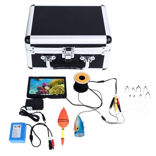 ギアウェルフィッシングカメラ、水中フィッシュファインダー、デュアルライトナイトビジョンIP68防水型、60kgの荷物ベアリング用の7インチ釣りカメラを備えたLCDフィッシュカメラ