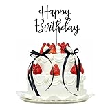 Happy Birthday Tortendeko, Cake Topper Geburtstag, Happy Birthday Cake Topper, für Mädchen Jungen Frauen Mann(Schwarz)