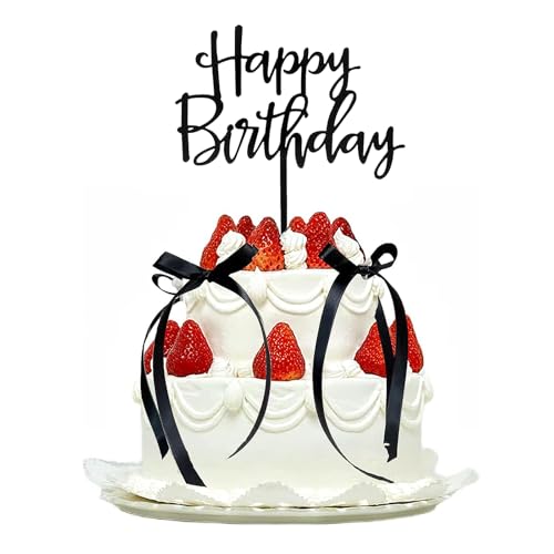 Happy Birthday Tortendeko, Cake Topper Geburtstag, Happy Birthday Cake Topper, für Mädchen Jungen Frauen Mann(Schwarz)