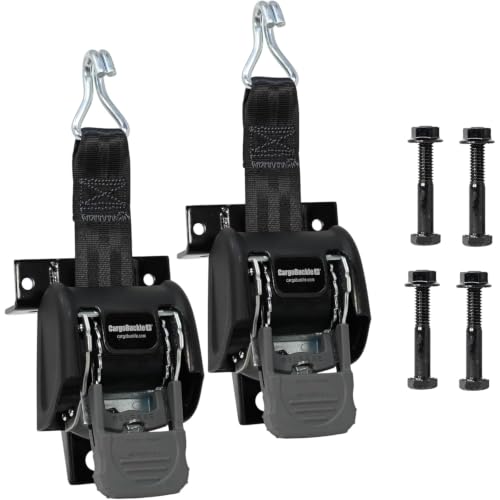 CargoBuckle F18816A Ladder Rack Straps Self Retracting Ratchet Straps for Trucks with Square Racks 2-inch x 7-Feet (Pack of 2)