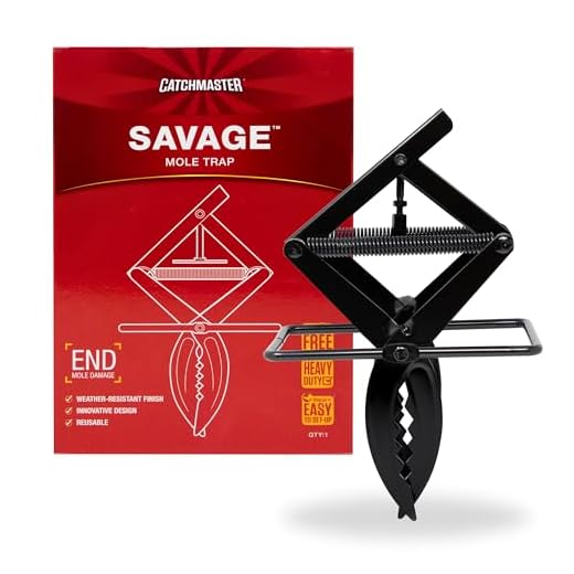 Catchmaster Savage Easy Set Mole Trap - Heavy Duty Quick and Clean Kill Metal Trap - Pack of 1 Mole Trap