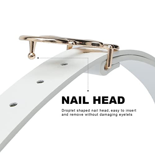 Wantess Women Belts For Jeans Pants Dress Fashion Leather Belt With Gold Buckle Ladies Waist Belts White Medium #TOP3