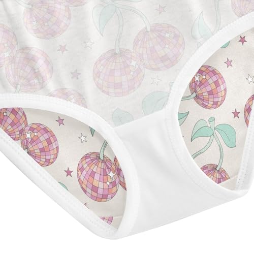 Girl's Cotton Brief Underwear Cherry Disco Ball Soft Comfort Girls Panties for 2-8 Years3
