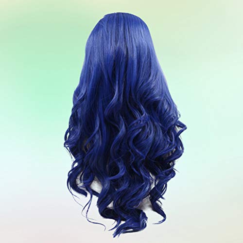 Lurrose Capa de cabelo longo cacheado de fibra química testa renda elmo Peruca de cabelo requintado