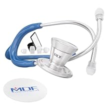 MDF Instruments ProCardial CoreTM Lightweight Titanium Dual Head Stethoscope - with Titanium Chestpiece and Headset - Royal Blue Maliblu MDF797T-10