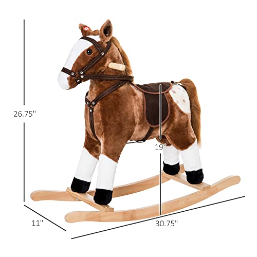 Qaba US54-00030131 Kids Rocking Horse Plush Ride On Toy Toddler Rocker thumb #4