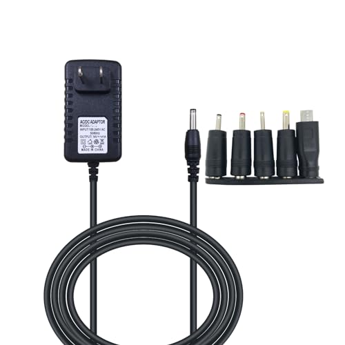 6V 2A Power Supply Adapter for 300mA 400mA 500mA 600mA 700mA 800mA 900mA 1000mA 1500mA 2000mA Device, 5 pcs Different Plugs, AC to DC Charger Cable 6.6 FT