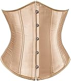 HNGHOU Corsetto sottoseno da donna disossato in raso vita formazione broccato corsetto bustier top, Cachi, X-Large