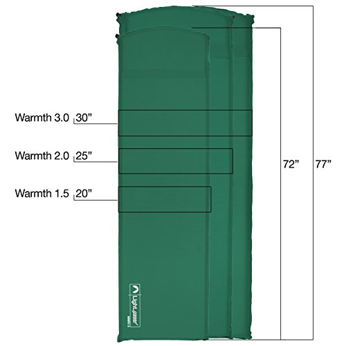 Lightspeed Outdoors Warmth Series Self Inflating Sleep Camp Pad (2.0), 77" x 25" x 2.0" - Thumbnail 2