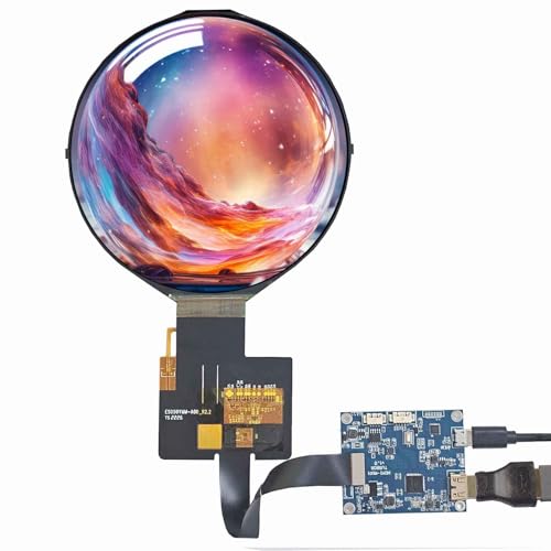 Image of 5.0 Inch Round LCD Display,1080x1080 350 nits Circular IPS Screen | with H /D Controller Board,Sensor Panel for PC Case Mod,Simulator Monitor ,Smart Home Center & Sim Dash