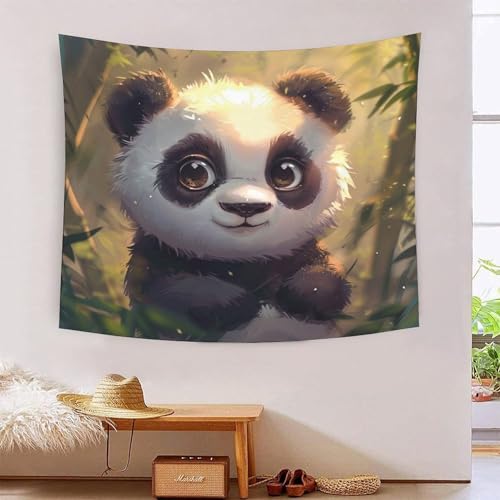 Tapisserie murale panda 3D tissu deco chambre adulte pour creer un espace cocooning