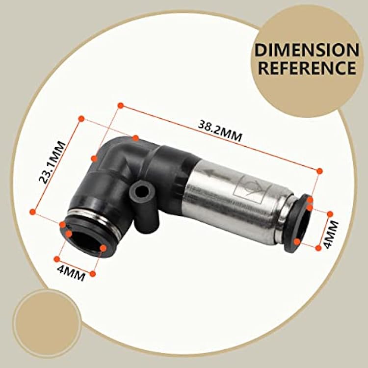 Bwintech 3 pcs 4mm Elbow One Way Flow Pneumatic Check Valve, Push to Connect Air Tube Fitting for Air Compressor