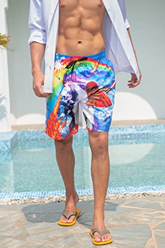 Uideazone Mens Slim Fit Quick Dry Rainbow Printed Board Shorts Swim Trunks With Mesh Lining thumb #4