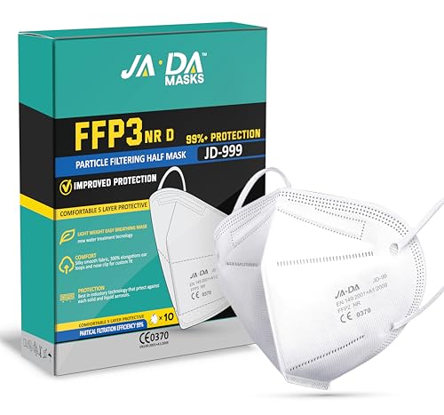 FFP3 Masks Pack of 10 With >99% Filtration Efficiency - Disposable Face Mask UK - Soft And Secure Fit (Packaging may vary)