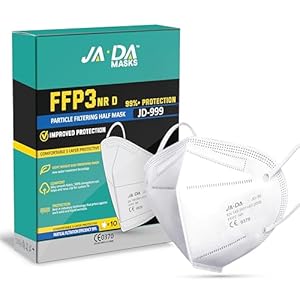 FFP3 Masks Pack of 10 With >99% Filtration Efficiency – Disposable Face Mask UK – Soft And Secure Fit (Packaging may vary)