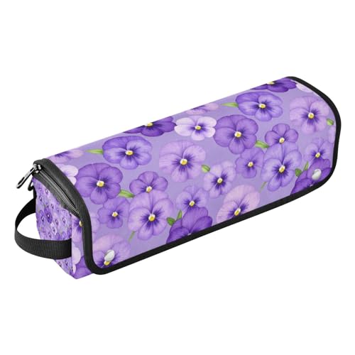 Organizador y Mat de Resistente al Calor 2 en 1 para Herramientas de Cabello con Cierre Impermeable para Planchas y Rizadoras, Diseño Púrpura Flores Pansy miniatura 1