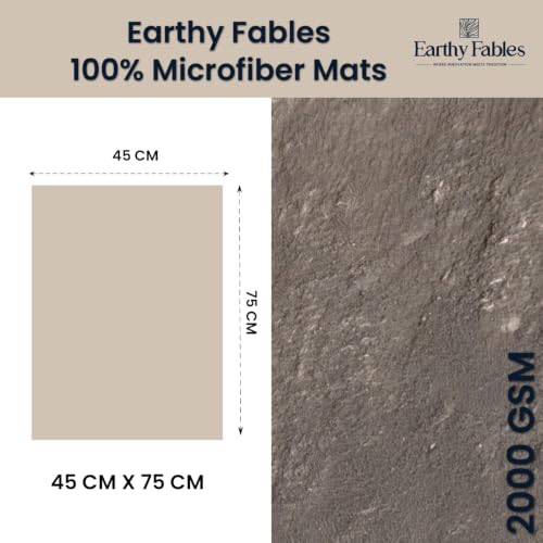Image of Earthy Fables Plush Microfiber Bath Mat, Quick Dry, Anti-Skid, Water Absorbent, Non-Slip, Machine Washable Floor Rug, Shower Mat, Door Mat for Bathroom, Bedroom, 75 x 45 cm - Silver