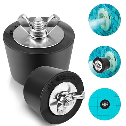 Lot de 2 bouchons d'hiver pour piscine de 38 mm avec écrou papillon en acier inoxydable - Bouchon d'hiver pour buses d'entrée de piscine (1 x 38 mm + 1 x 51 mm) Lot de 2 bouchons d'hiver pour piscine de 38 mm avec écrou papillon en acier inoxydable - Bouchon d'hiver pour buses d'entrée de piscine (1 x 38 mm + 1 x 51 mm)