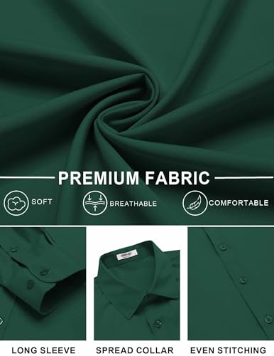 Image of COOFANDY Mens Stretch Dress Shirts Long Sleeve Button Down Shirt Regular Fit Formal Business Shirts