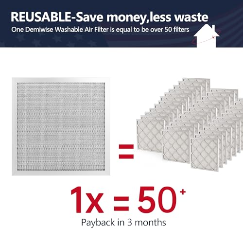 Image of 12x12x1 Electrostatic Air Filter, Reusable MERV 8 Aluminum AC /HVAC Furnace Filter, Washable Lifetime Permanent Air Filter, Easy to Clean,Increases Airflow(Actual Size:11.69x11.69x0.82)