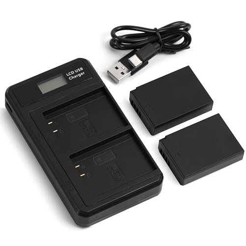 Hiweld LP-E10 Battery 2-Pack with USB-C Dual Charger 1500mAh Replacement Batteries for Canon EOS Rebel T7 T6 T5 T3 T100 Kiss X50 X70 X80 X90 EOS 1100D 1200D 1300D 1500D 2000D 3000D 4000D Cameras