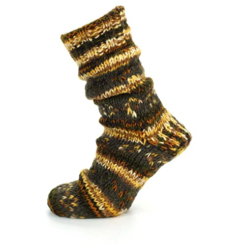 Chaussettes laine orange marron taille unique entièrement doublées