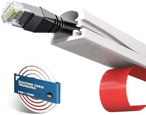 shinfly 1m Mini White Silicone Cable Trunking for one Cord, Self-...