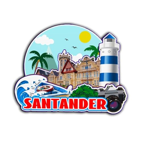 Orlybar Imán para nevera de Santander Cantabria España, de madera, 3D, monumentos de viaje, coleccionables, decoración hecha a mano -3629