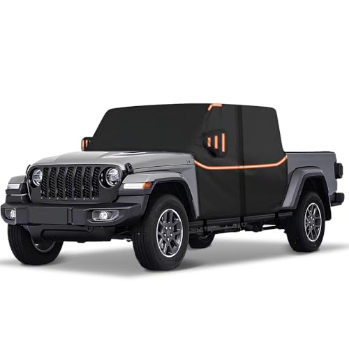 Cab Cover for Jeep Gladiator JT 2019-2026 - All Weather Waterproof Gladiator Half Car Cover Outdoor Jeep Cab Cover Rain Covers with Door Zipper Windproof Straps for Sun Snow UV Protection