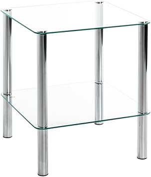 Haku Mobel Low Occasional Table - Steel Tubing / Tempered Glass - Chrome
