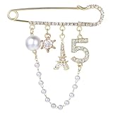 Number 5 Lapel Brooches and Pins, Designer Brooches for Women Vintage Gold Pins and Brooch Imitating Pearl Rhinestone Brooch Pin Fashion Lapel Pin for Wedding Banquet Jewelry Gift