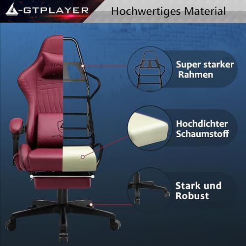 Sedia Gaming Ergonomica con Poggiapiedi e Altoparlante Bluetooth Poltrona Ufficio Scrivania Sedie Girevole Musicale con Braccioli di Collegamento - Sedia gaming - Immagine 7